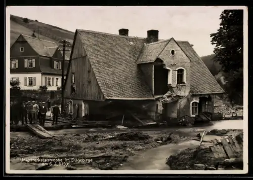 AK Johanngeorgenstadt, Zerstörung nach der Unwetterkatastrophe am 6. Juli 1931