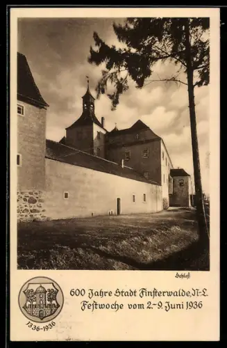 AK Finsterwalde /N.-L., Festpostkarte zum 600-jährigen Jubiläum der Stadt, 1936, Schlossansicht