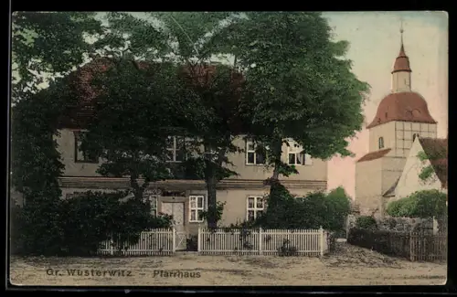 AK Gr. Wusterwitz, Strassenpartie am Pfarrhaus