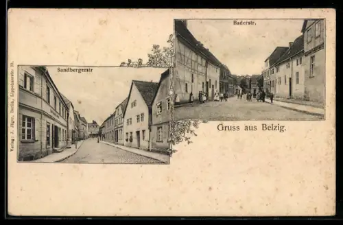 AK Belzig, Partien in der Baderstrasse und der Sandbergerstrasse