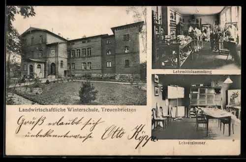 AK Treuenbrietzen, Landwirtschaftliche Winterschule mit Lehrmittelsammlung und Lehrerzimmer