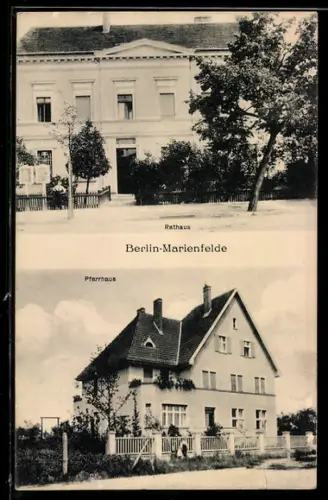 AK Berlin-Marienfelde, Rathaus, Pfarrhaus