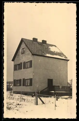 Foto-AK Gross-Machnow, Wohnhaus im Winter