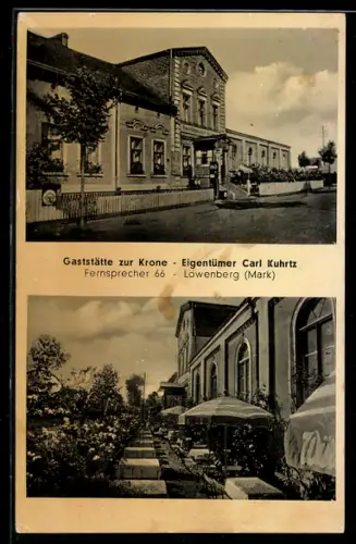 AK Löwenberg /Mark, Gasthaus zur Krone, Terrasse