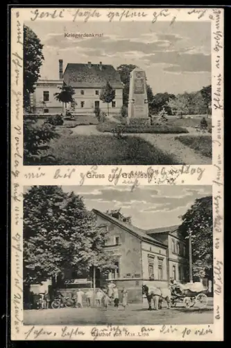 AK Göhlsdorf, Gasthof von Max Lips, Kriegerdenkmal