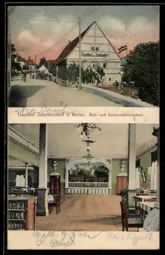 AK Zaschendorf b. Meissen, Gasthof zu Zaschendorf, Innenansicht