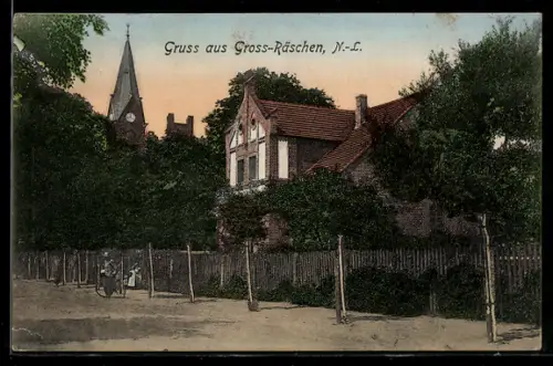 AK Gross-Räschen /N.-L., Strassenpartie