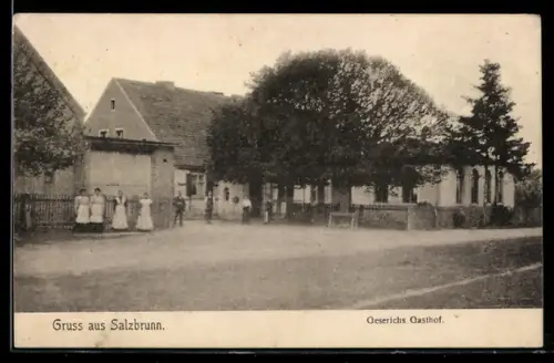 AK Beelitz-Salzbrunn, Gasthof Geserich mit Strassenpartie