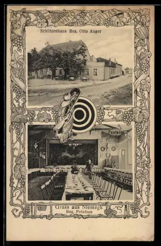 AK Niemegk /Bez. Potsdam, Gasthof Schützenhaus, Inneres Festsaal