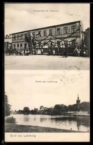 AK Ladeburg, Restaurant Wilhelm Schulze, Flusspartie bei Ladeburg