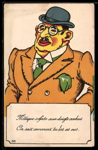 AK Météque infecte aux doights arachus, antisemitische Karikatur