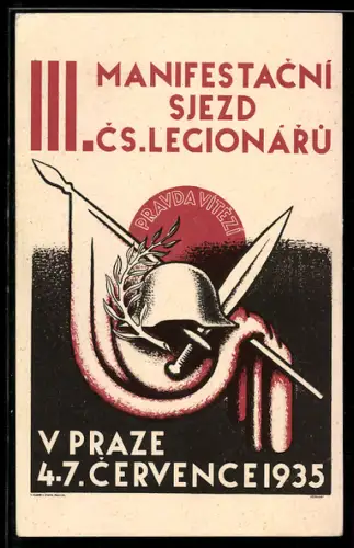 AK Prag / Praha, Zdar III. Manifestacnimu sjezdu CSL. Legionaru