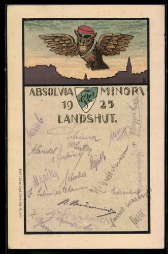 AK Landshut, Absolvia einer Schülerverbindung im Jahre 1925, Eule in Vollcouleur