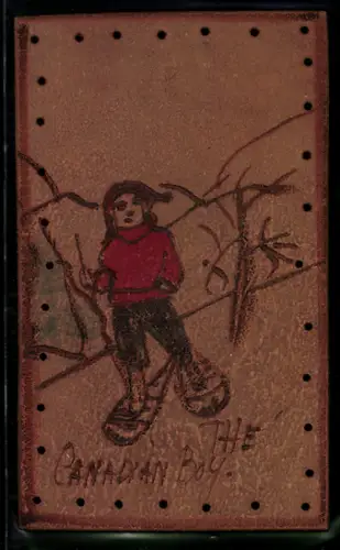 Leder-AK Person mit Schneeschuhen, The Canadian Bay