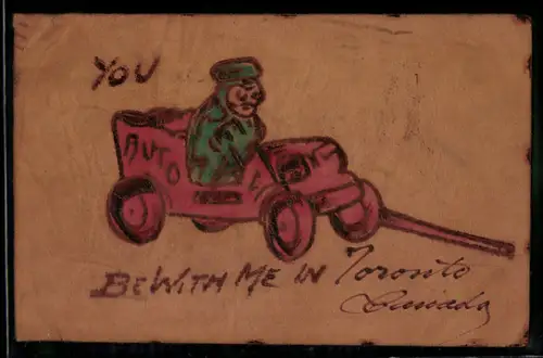 Leder-AK Person sitzt in einem Auto