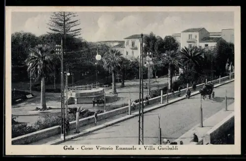 AK Gela, Corso Vittorio Emanule e Villa Garibaldi