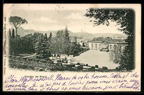AK Firenze, Giardino dei Boboli con vista panoramica sulla città