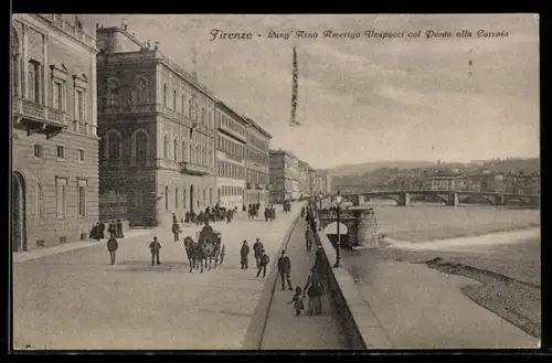 AK Firenze, Lung`Arno Amerigo Vespucci col Ponte alla Carraia