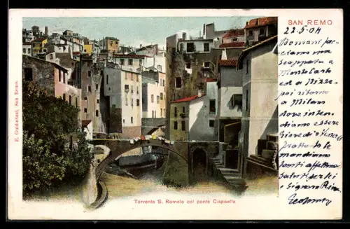 AK San Remo, Torrente S. Romolo col ponte Ciappella