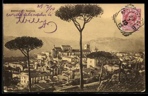 AK Monreale, Panorama della città con alberi in primo piano