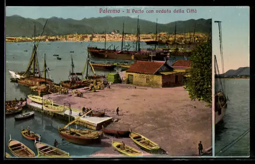 AK Palermo, Il Porto con veduta della Città