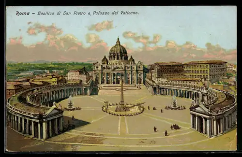 Künstler-AK Città del Vaticano, Basilica di San Pietro e Palazzo del Vaticano