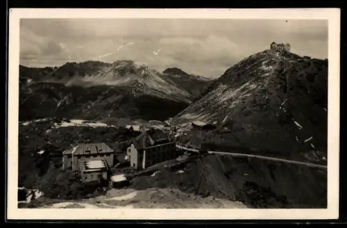 AK Passo dello Stelvio, Veduta panoramica con Pizzo Garibaldi sullo sfondo