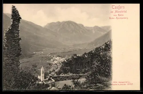 AK Taufers im Münstertal, Ortsansicht von der Ruine Unter-Reichenburg aus