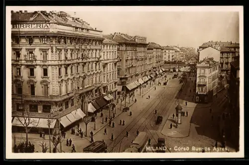 AK Milano, Corso Buenos Ayres con tram e birreria
