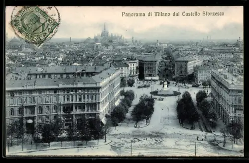 AK Milano, Panorama di Milano dal Castello Sforzesco