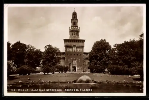AK Milano, Castello Sforzesco, Torre del Filarete