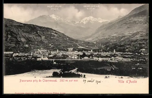 AK Aosta, Panorama pris de Charvensod con Mont Velan e Grand Combin sullo sfondo