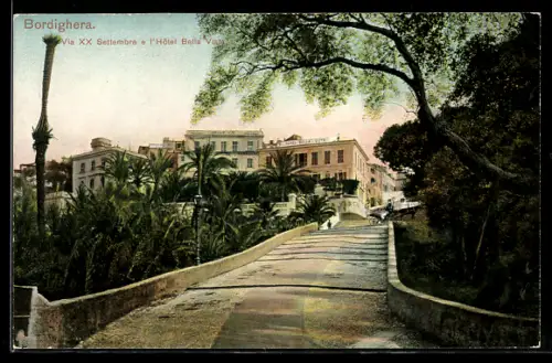 AK Bordighera, Via XX Settembre e l`Hôtel Bella Vista