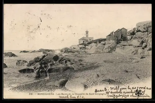 AK Bordighera, Les Bains et la Chapelle de Sant`Ampelio