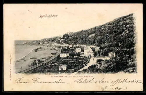 AK Bordighera, Panorama della vallata Ersilia