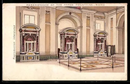 Lithographie Roma, Remembrance of the Three Fountains