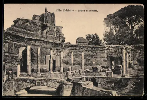 AK Villa Adriana, Teatro Marittimo con colonne antiche e rovine storiche