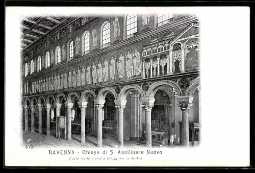 AK Ravenna, Chiesa di S. Apollinare Nuovo, parte della navata maggiore a destra