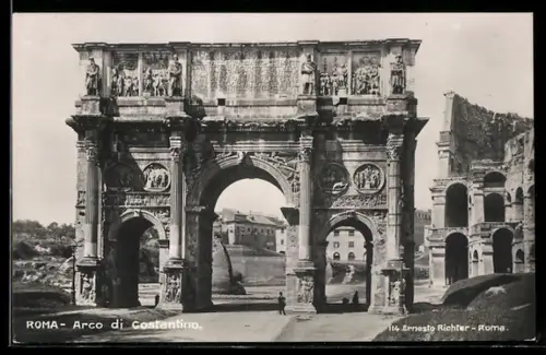 AK Roma, Arco di Costantino e Colosseo sullo sfondo