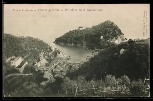 AK Portofino, Veduta generale di Portofino ed il promontorio