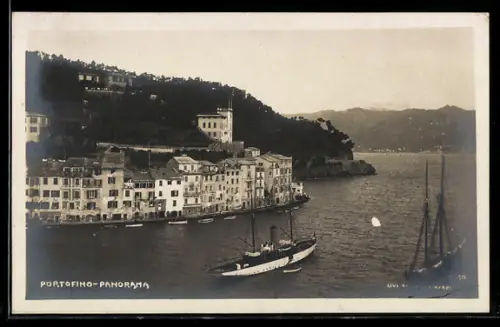 AK Portofino, Panorama con navi a vela nel porto