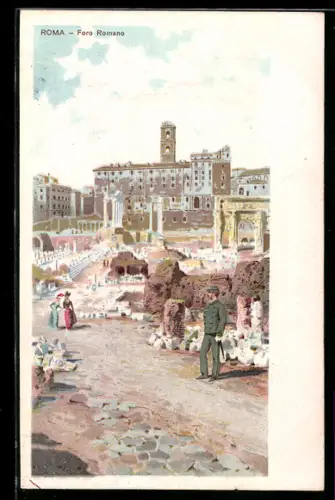 AK Roma, Foro Romano con rovine e persone sullo sfondo