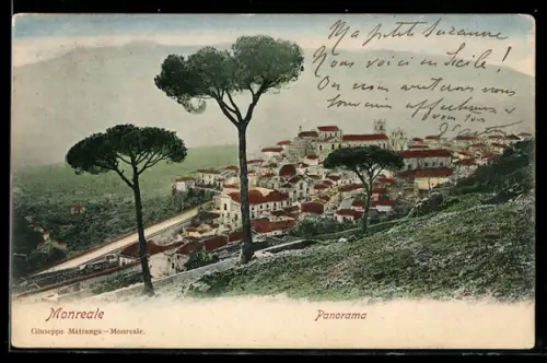 AK Monreale, Panorama con alberi e case nel paesaggio collinare
