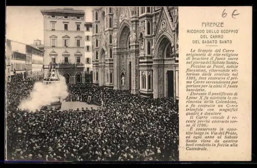 AK Firenze, Ricordo dello scoppio del carro del Sabato Santo davanti alla cattedrale affollata