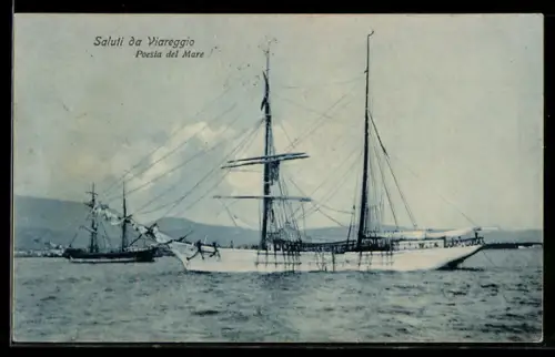 AK Viareggio, Poesia del Mare con velieri in mare aperto