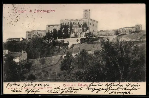 AK Tabiano /Saldomaggiore, Veduta del castello circondato da alberi e colline