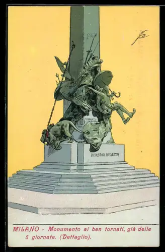AK Milano, Monumento ai ben tornati, già delle 5 giornate (Dettaglio)