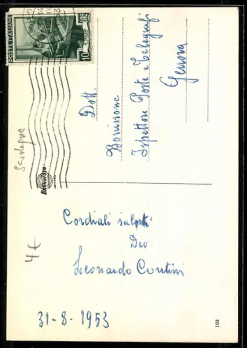 AK Sassari, Via Brigata Sassari con edifici e folla animata