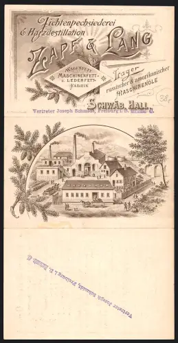 Klapp-AK Schwäb. Hall, Zapf & Lang Maschinen- u. Lederfett, Wagenfett, Vaseline Lederfett, Pech