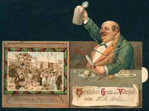 Mechanische-AK Nürnberg, Fröhlicher Zecher grüsst vom Volksfest